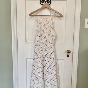 Line + Dot white eyelet backless midi dress